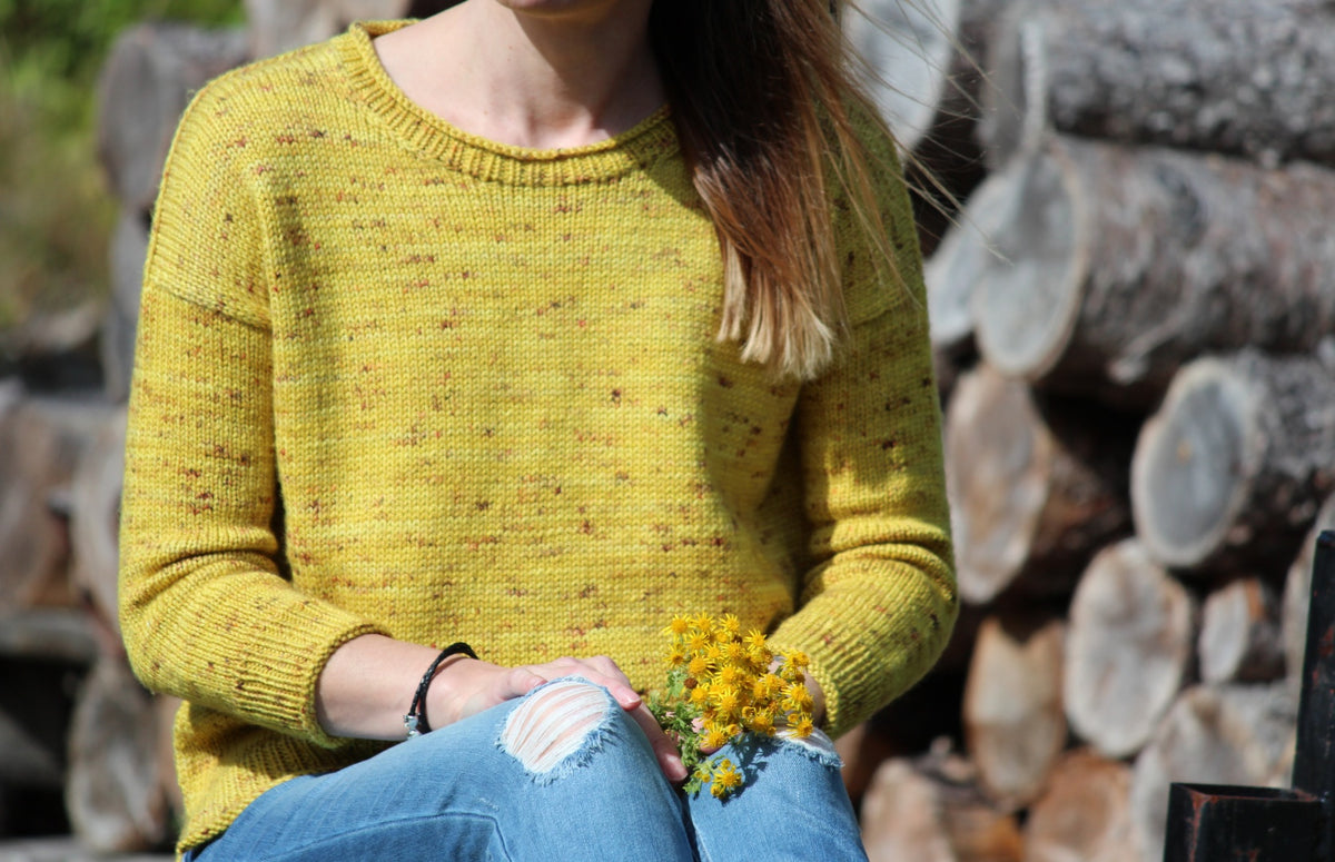 Everyway pullover pattern to knit with several yarn weight