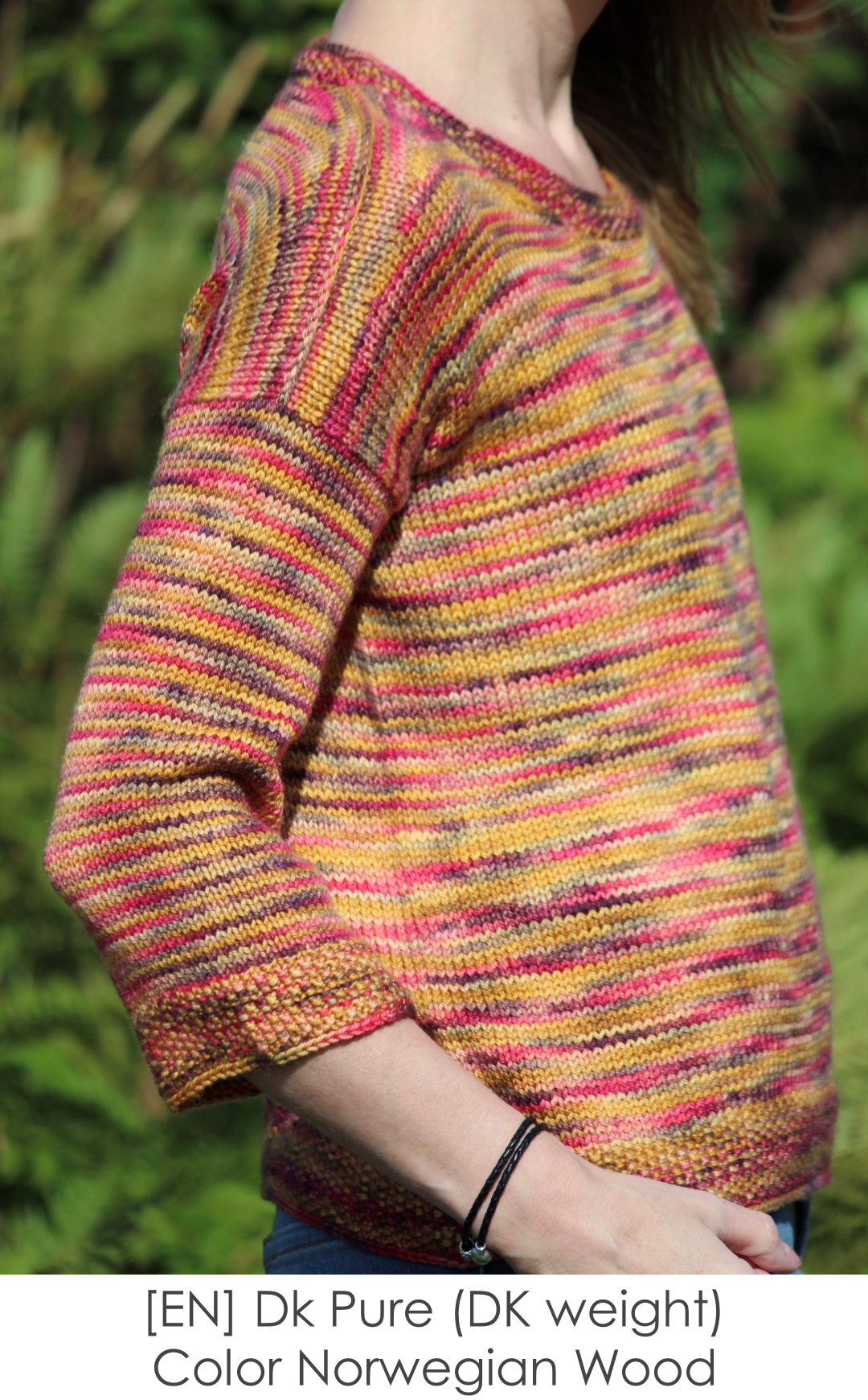 Everyway pullover pattern to knit with several yarn weight