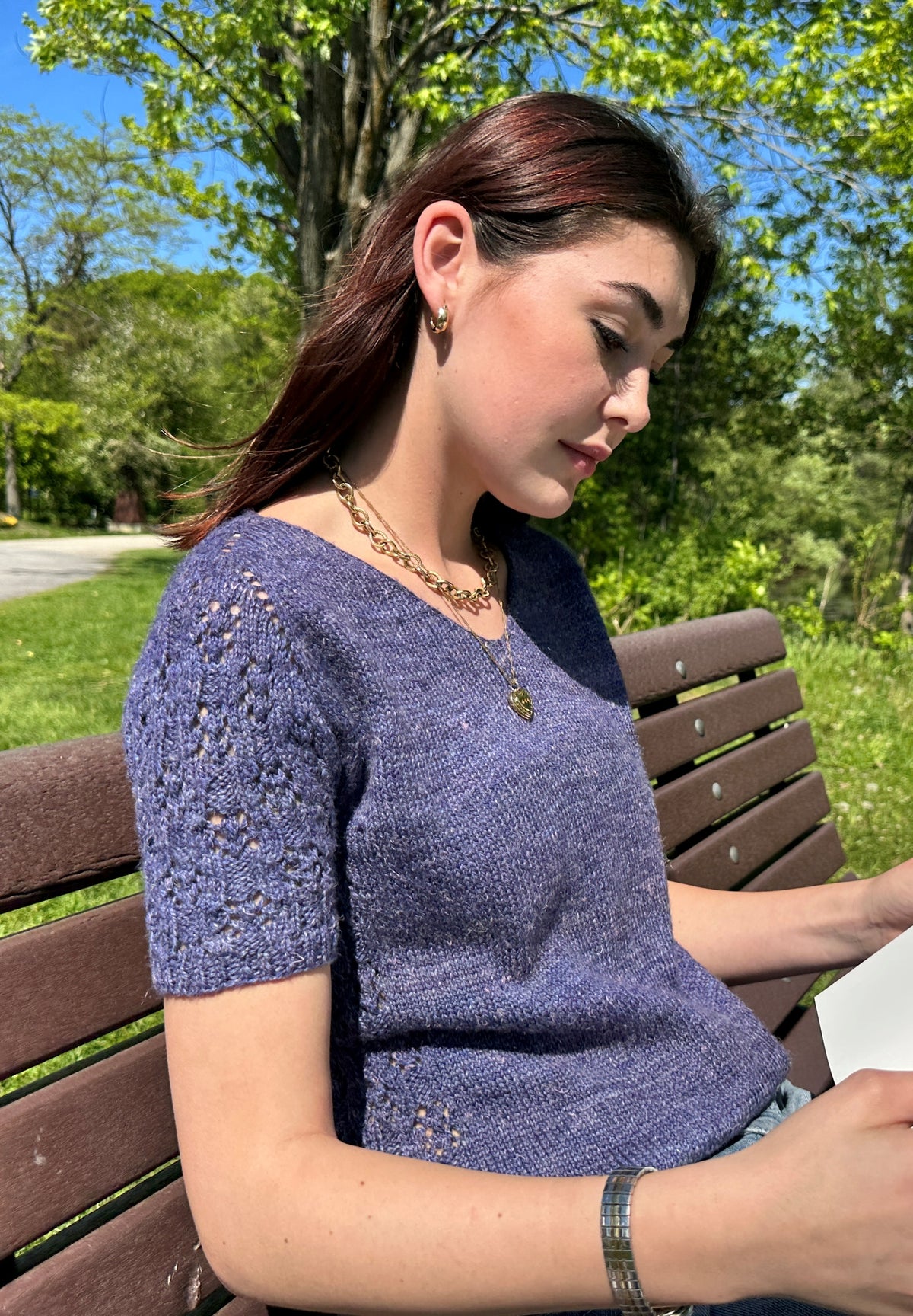 Gabrielle short sleeves sweater knitting pattern