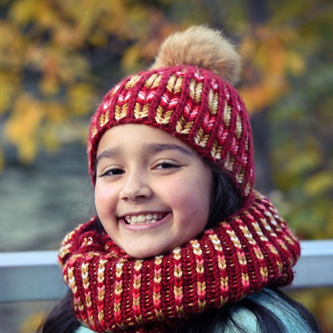 Free knitting pattern to make a hat and a cowl - The Brioche Kit - Biscotte Yarns