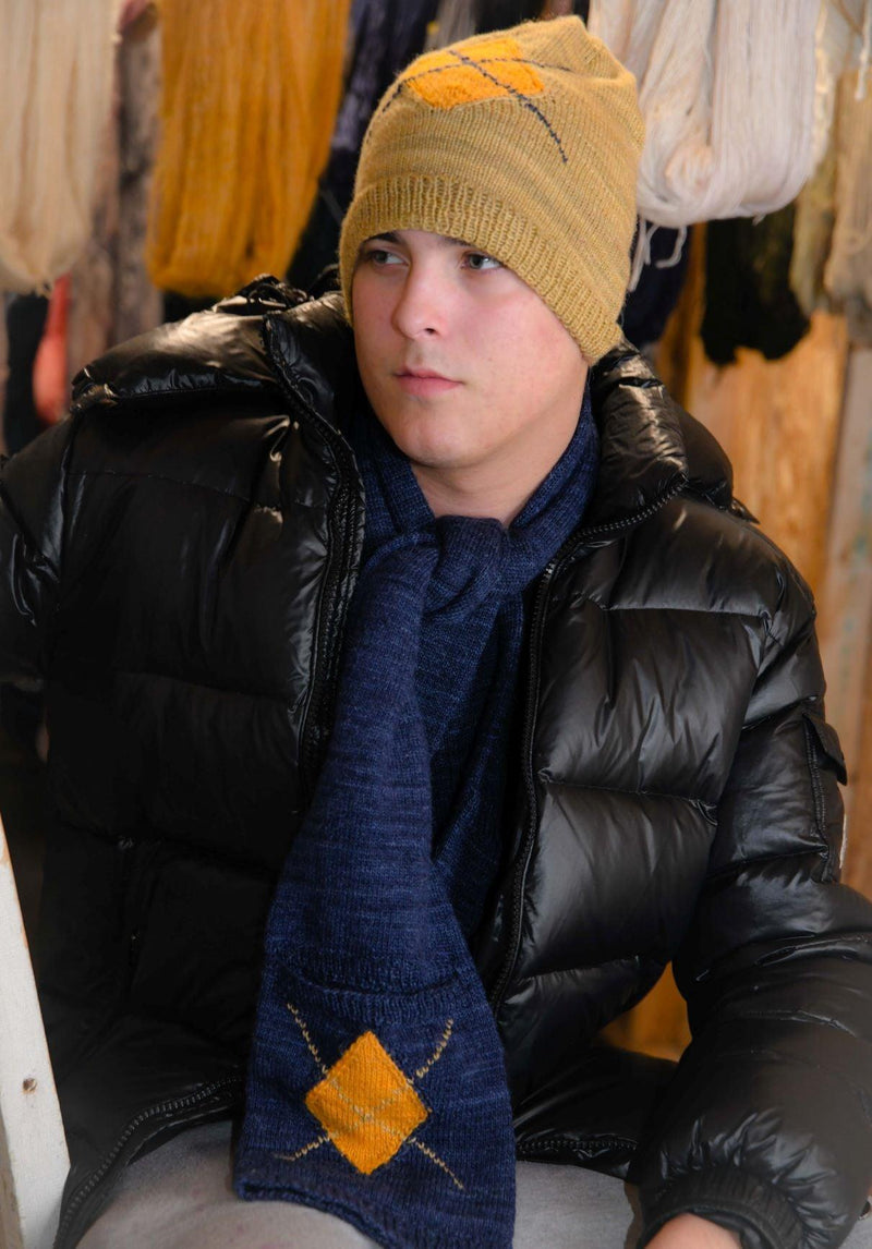 "Tournesol Bleu et Blanc" Matching Hat & Scarf| Knitting Patterns - Biscotte Yarns