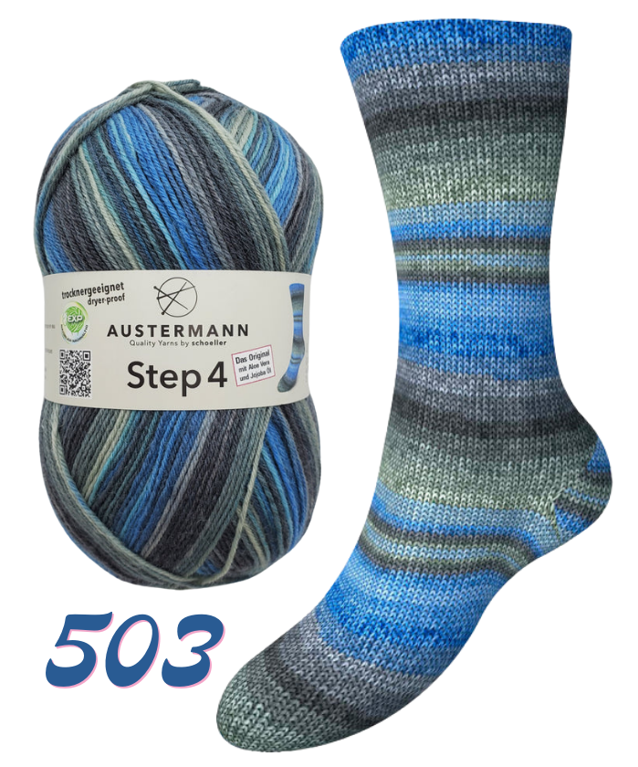 Austermann Step 4 Sock Yarn with Aloe Vera and Jojoba 503