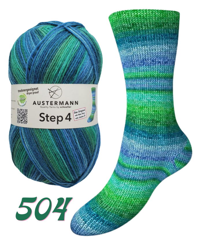 Austermann Step 4 Sock Yarn with Aloe Vera and Jojoba 504