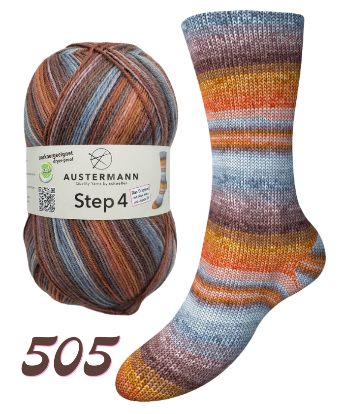 Austermann Step 4 Sock Yarn with Aloe Vera and Jojoba 505