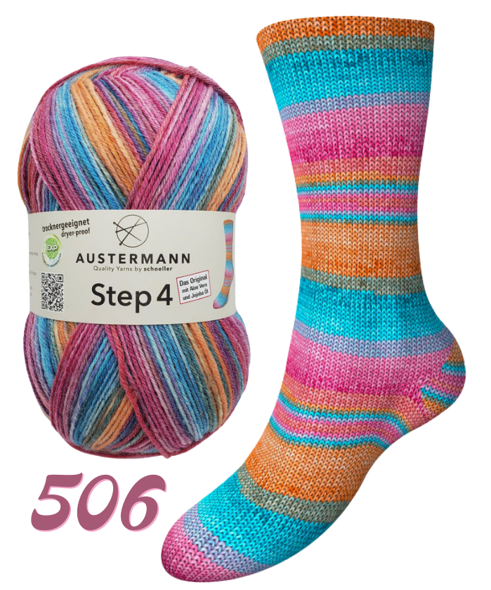 Austermann Step 4 Sock Yarn with Aloe Vera and Jojoba 506