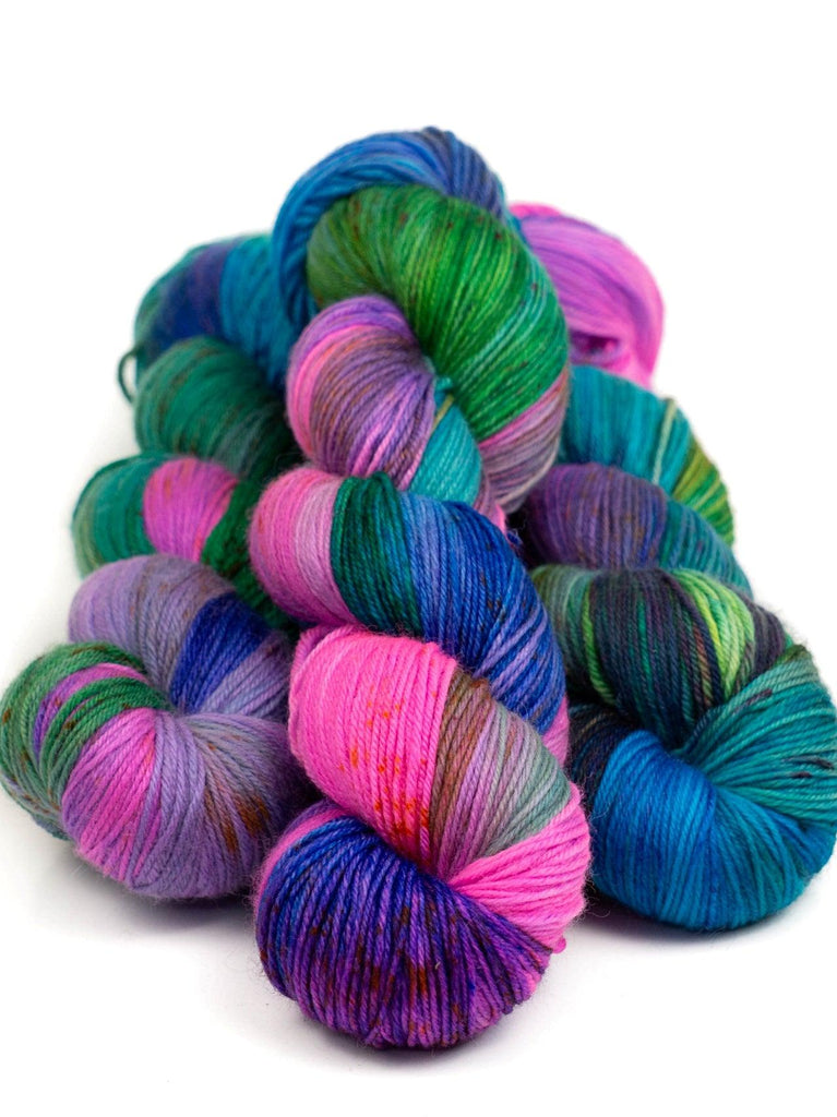 Speckled Worsted Weight Cotton Yarn 70/30 Cotton/linen Hand Dyed With  Purple, Blue With Hints of Pink & Yellow 100 G 