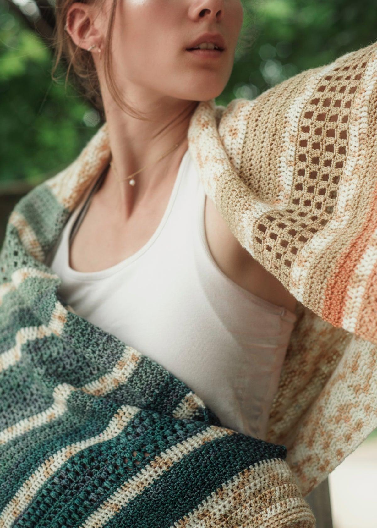 Sunset Crochet Shawl | Crochet pattern & Crochet kits - Biscotte Yarns