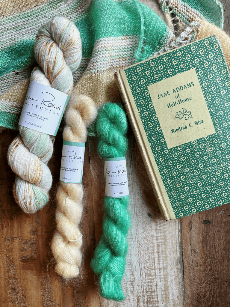 Echo shawl knitting kit with yarn and pattern