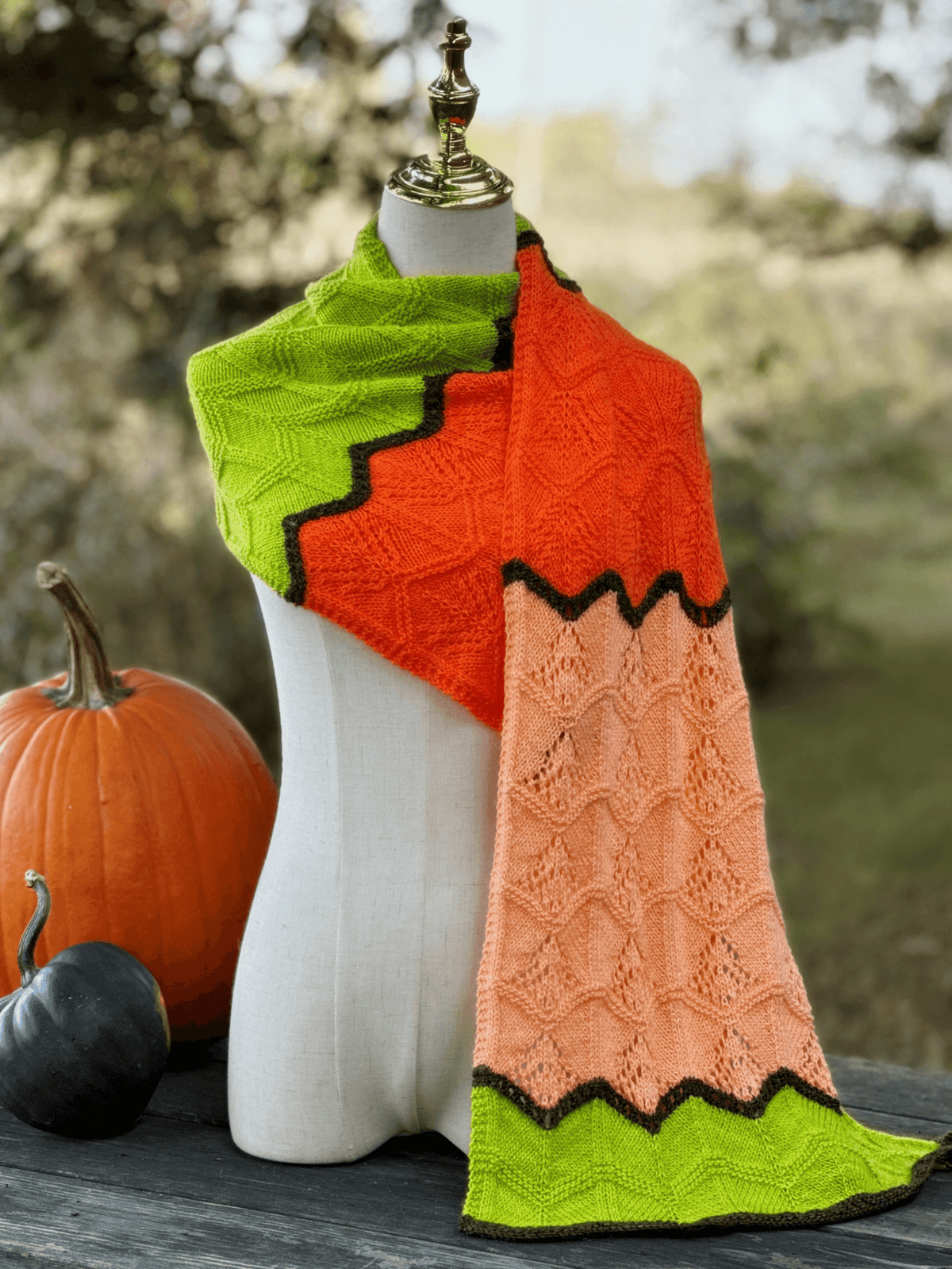 Fall Chevron Shawl - KNITTING KIT - Biscotte Yarns