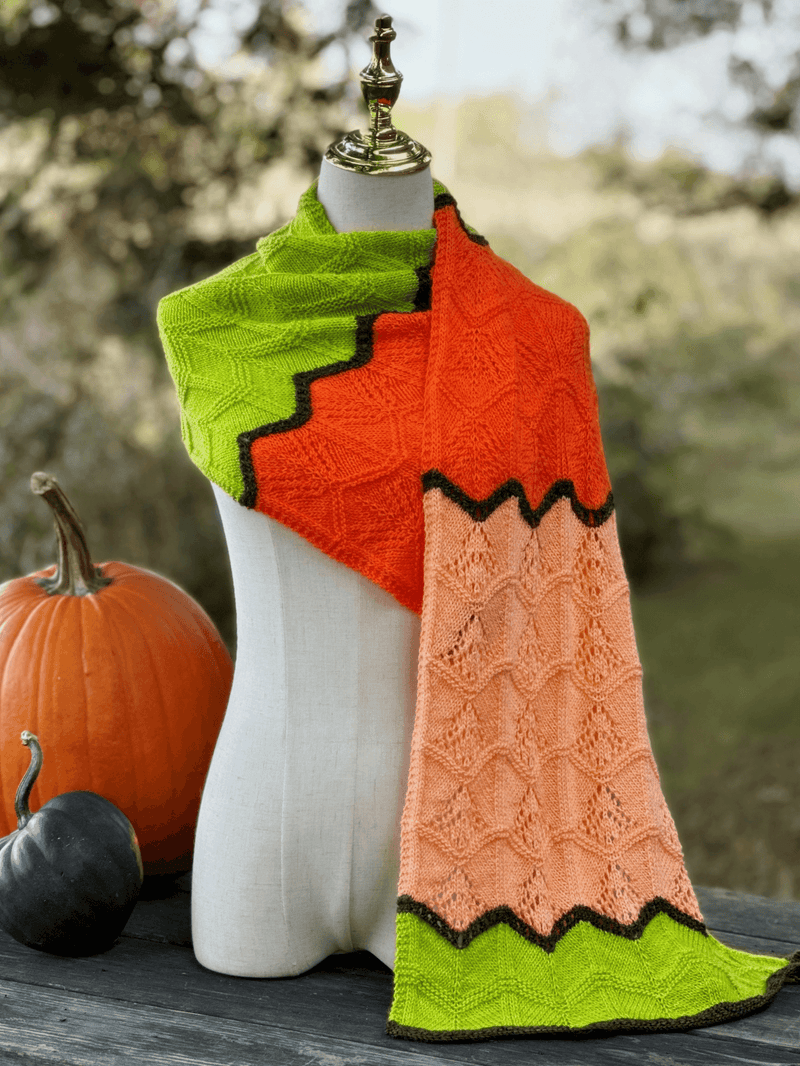 Fall Chevron Shawl - KNITTING PATTERN - Biscotte Yarns