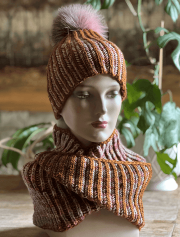 Free knitting pattern to make a hat and a cowl - The Brioche Kit - Biscotte Yarns