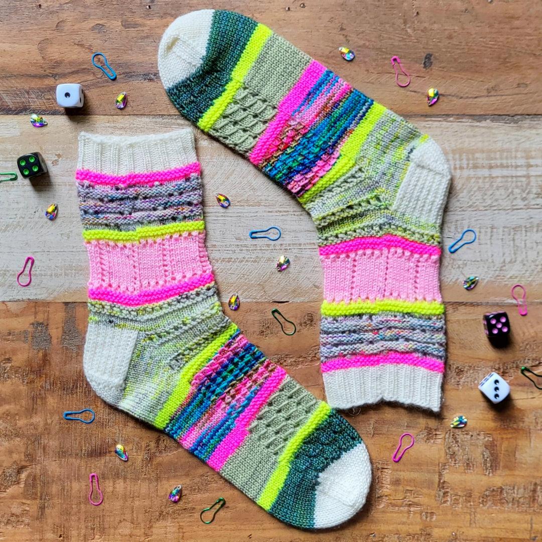 Lace Gamer Socks | Knitting pattern and knitting kits - Biscotte Yarns