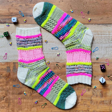 Lace Gamer Socks | Knitting pattern and knitting kits - Biscotte Yarns