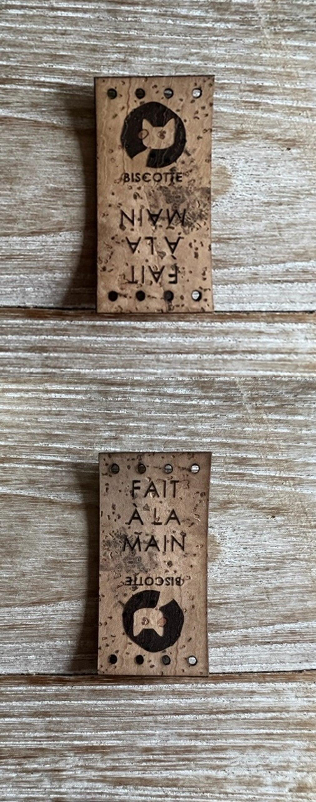 Sew-on Cork labels - Biscotte - Biscotte Yarns