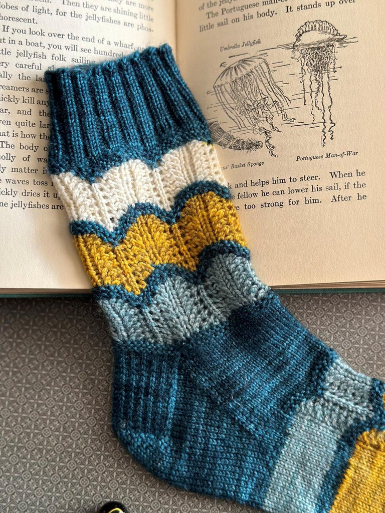 Wave Over Wave Socks | Knitting kit - Biscotte Yarns