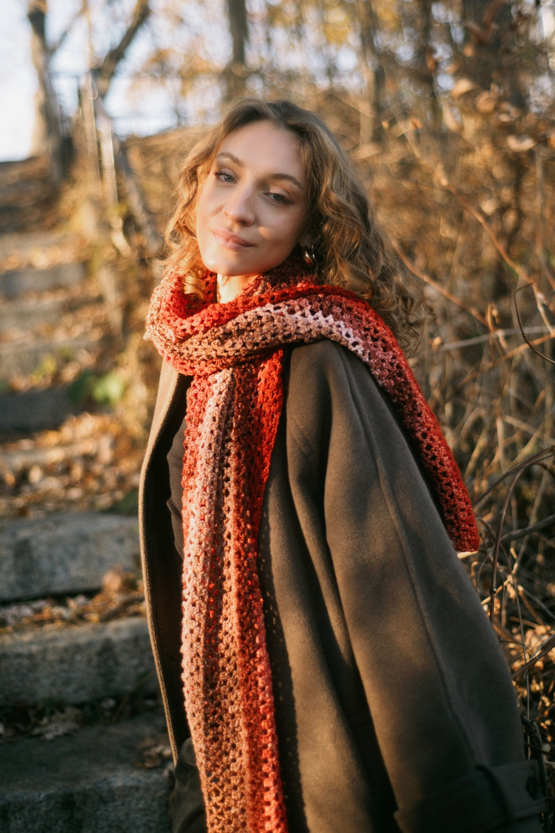 ST. JOHN SPORT top by Marie Gray Crochet Wrap Sweater Shawl Brown Wool Alpaca Blend