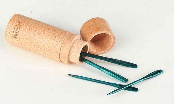 Knitter's Pride 'The Mindful Collection' Teal Wooden Darning Needles in Beech Wood Container - Biscotte Yarns