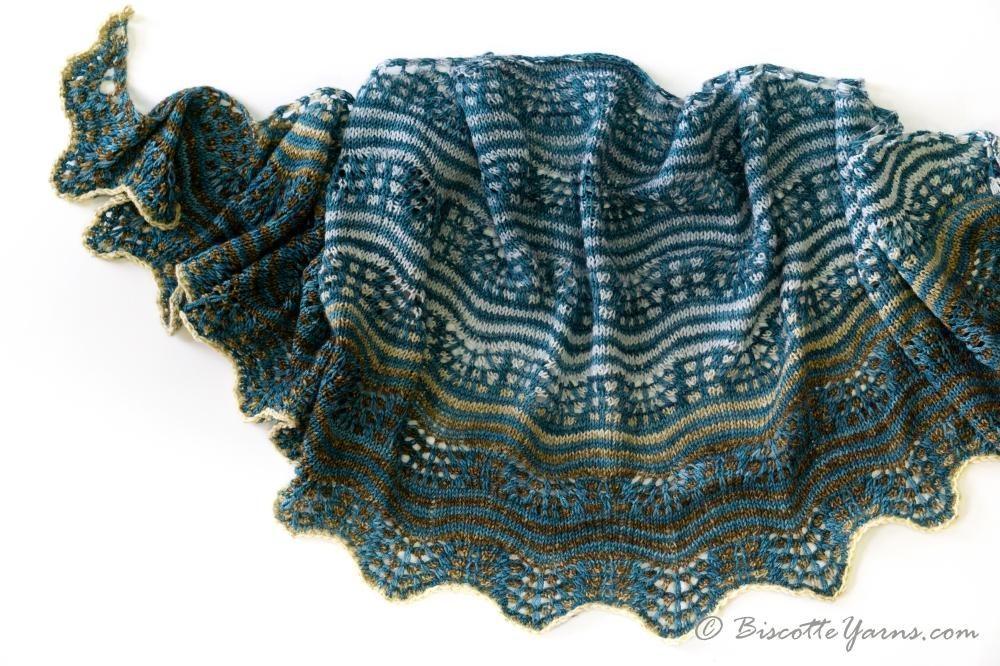 Knitting kit - Shawl Fête des Couleurs – Biscotte Yarns