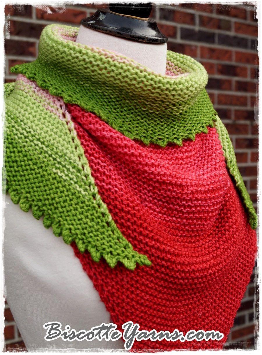 Shawl pattern - Watermelon Slice Shawl - Biscotte yarns