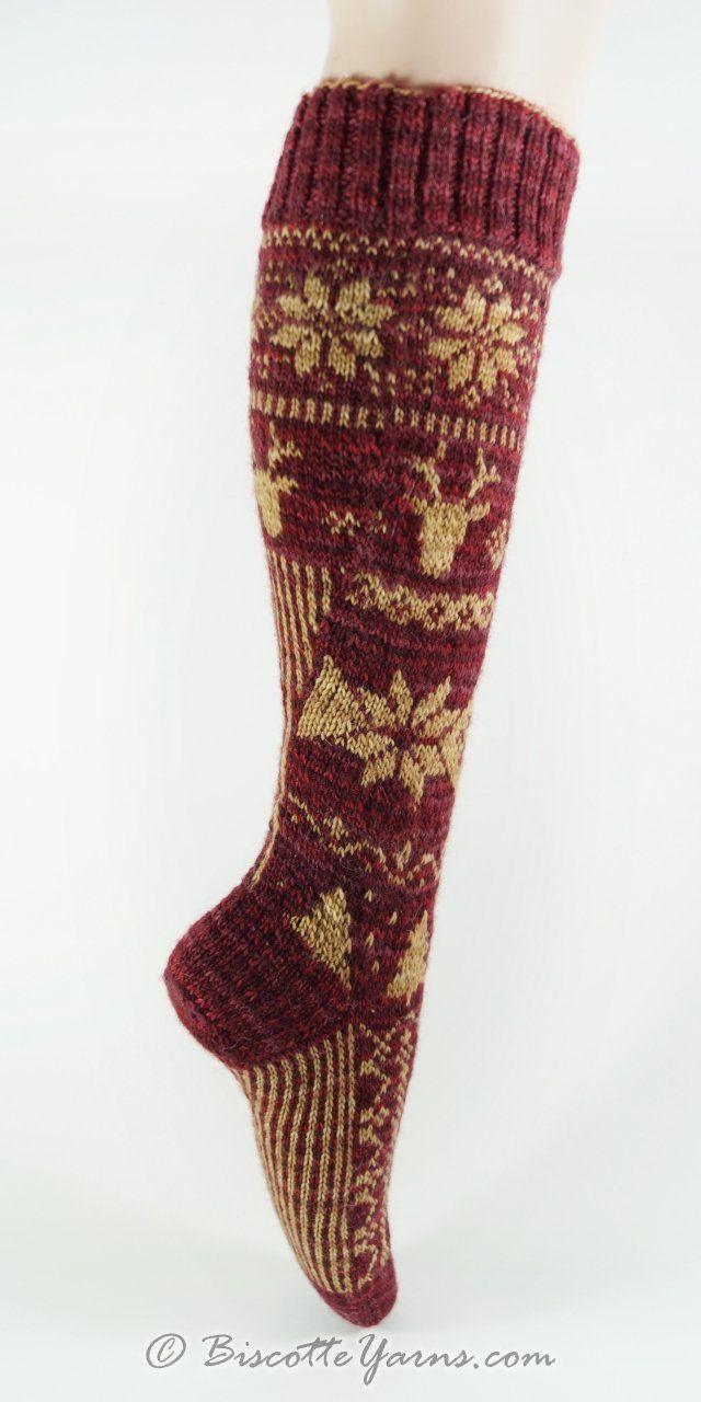 Christmas Socks Free Fairisle Pattern - Biscotte Yarns