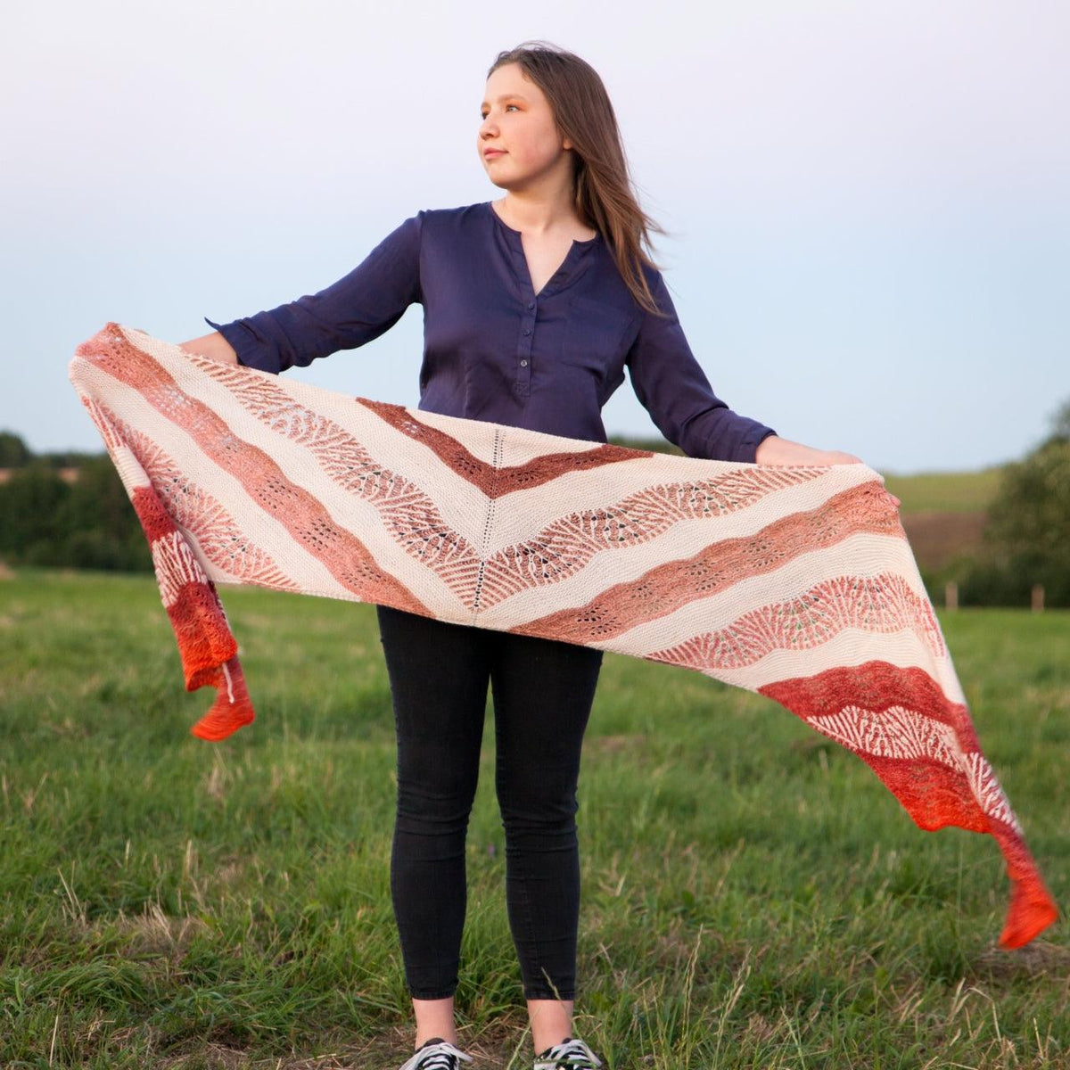 Highlands Sunset Shawl Pattern - Biscotte Yarns