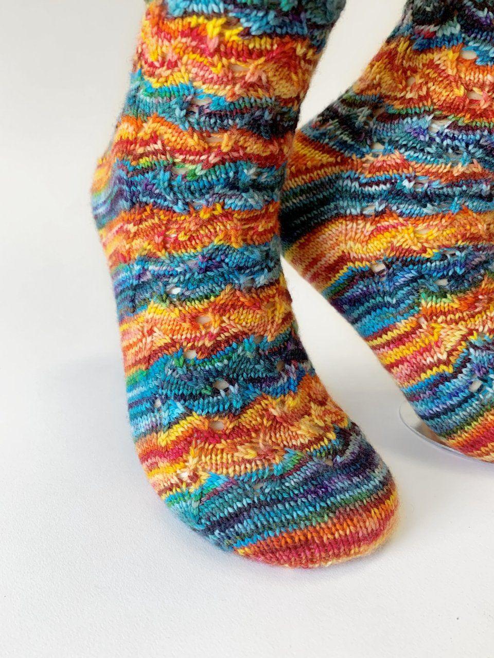 Flames of Bonfire Socks | Free Knitting Pattern - Biscotte Yarns