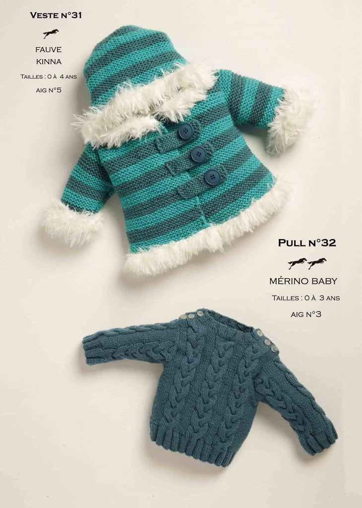 Free Cheval Blanc pattern - Sweater for baby cat.19-32 - Biscotte Yarns