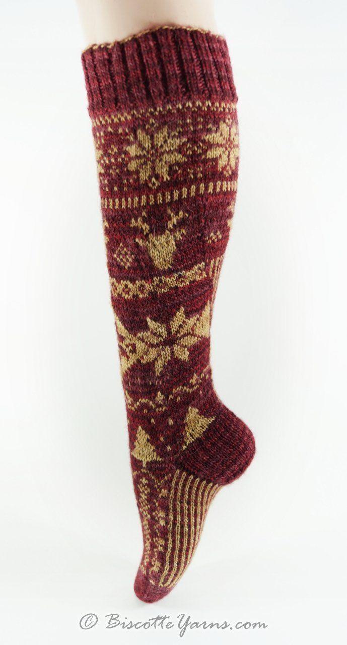 Christmas Socks Free Fairisle Pattern - Biscotte Yarns