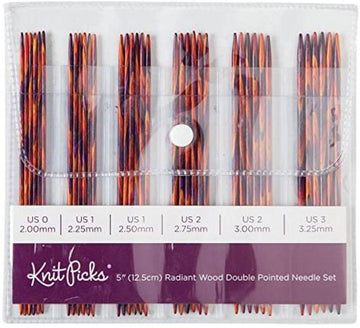KNIT PICK - 5" (12,5cm) Radiant Wood Double Pointed Needle Set - Biscotte Yarns