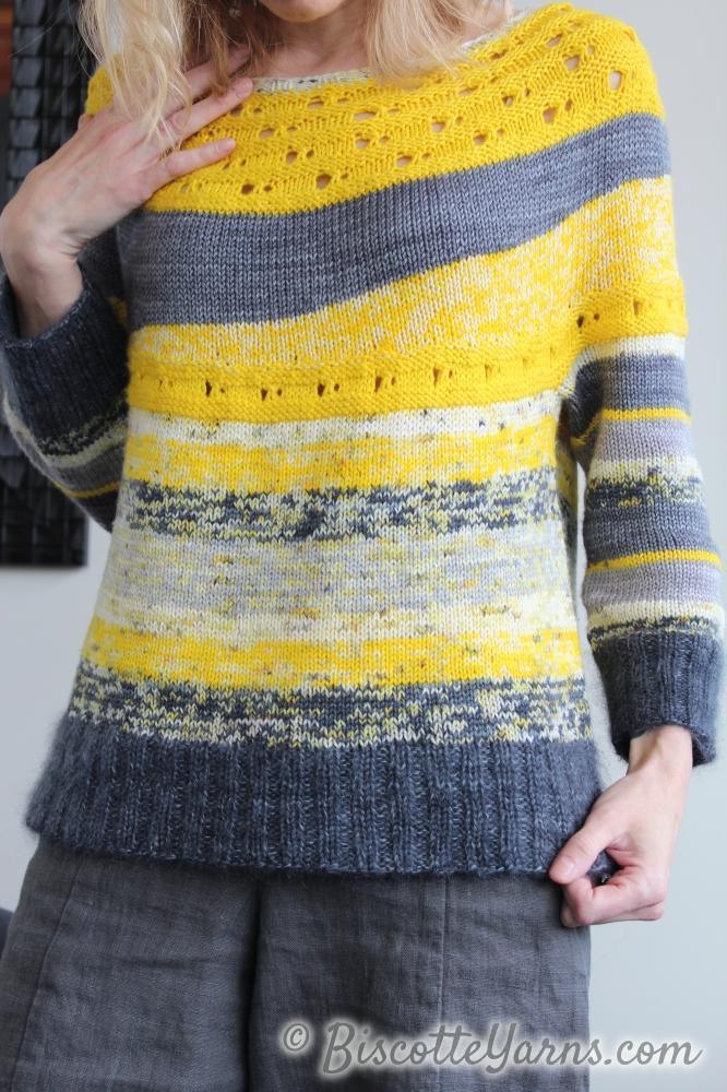 Ray of Soleil free sweater pattern - Biscotte Yarns