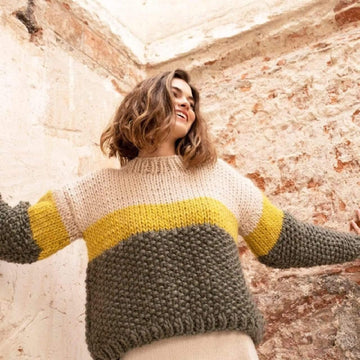 Cross The Line Sweater knitting kit by Katia - Biscotte Yarns