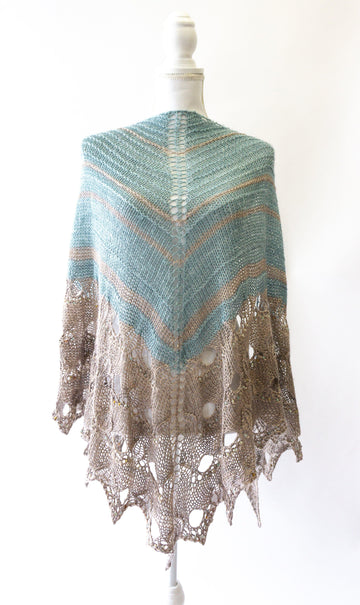 Paon d'Or Shawl | Seed Beads | Knitting Kit - Biscotte Yarns