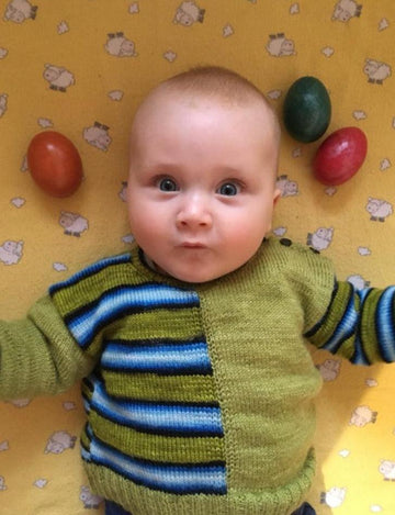 Knitting Pattern Baby Sweater - Stripe Stripe Baby! - Biscotte Yarns