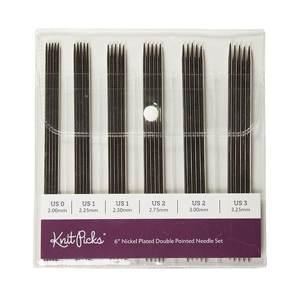 6" Nickel Plated Double Pointed Knitting Needle Set- Knit Picks - Biscotte Yarns