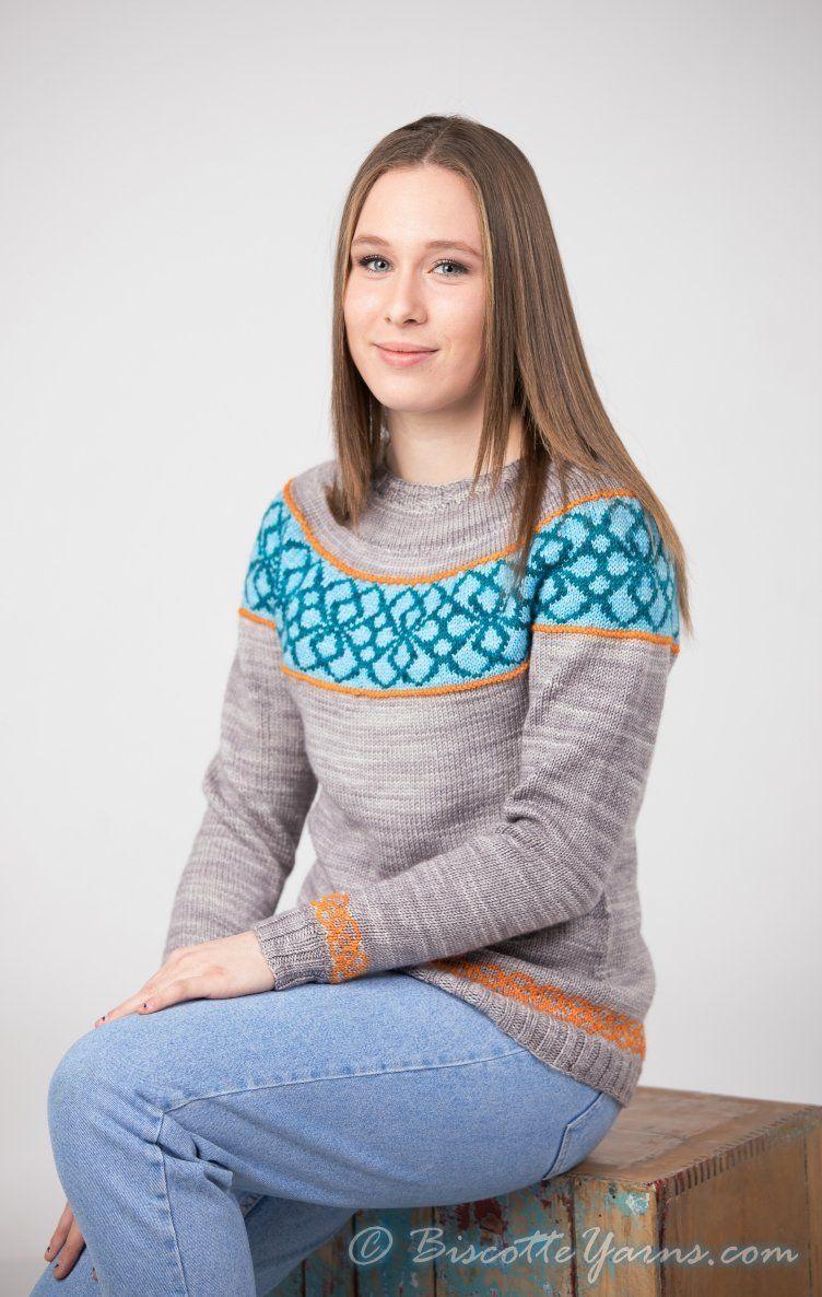 Knitting pattern ♥ Maelstrom round-yoked pullover - Biscotte Yarns