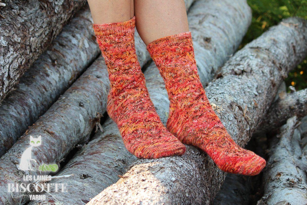 Flames of Bonfire Socks | Free Knitting Pattern - Biscotte Yarns