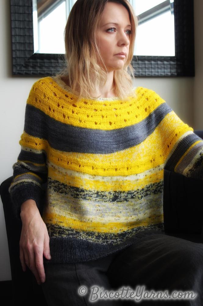 Ray of Soleil free sweater pattern - Biscotte Yarns