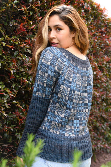 Yoke sweater knitting kit - Inspiration Tartan - Biscotte Yarns