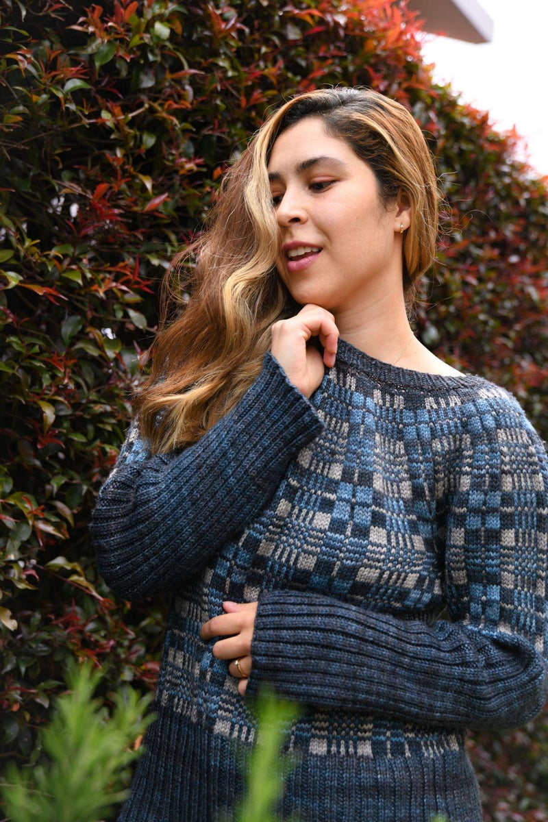 Yoke sweater knitting kit - Inspiration Tartan - Biscotte Yarns
