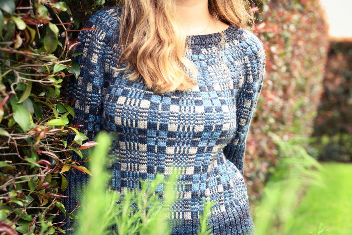 Yoke sweater knitting kit - Inspiration Tartan - Biscotte Yarns