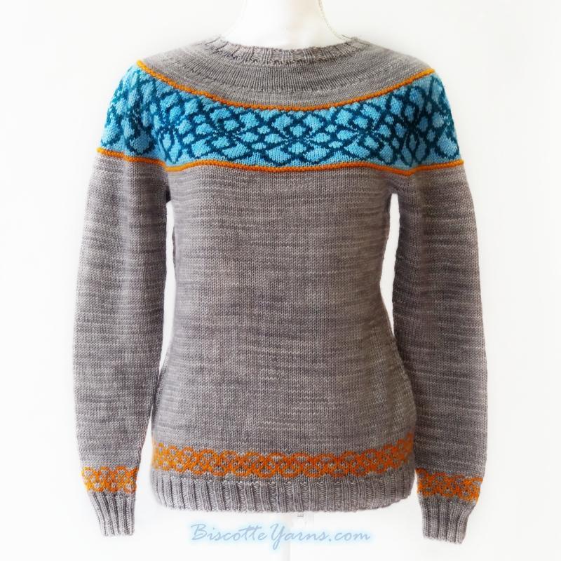 Knitting pattern ♥ Maelstrom round-yoked pullover - Biscotte Yarns