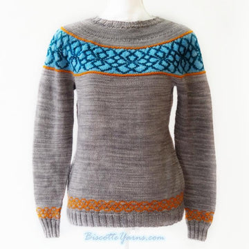 Knitting pattern ♥ Maelstrom round-yoked pullover - Biscotte Yarns