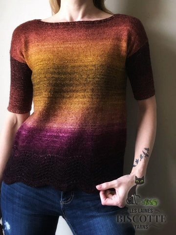 Metamorphic Tee - Free Knitting Pattern - Biscotte Yarns