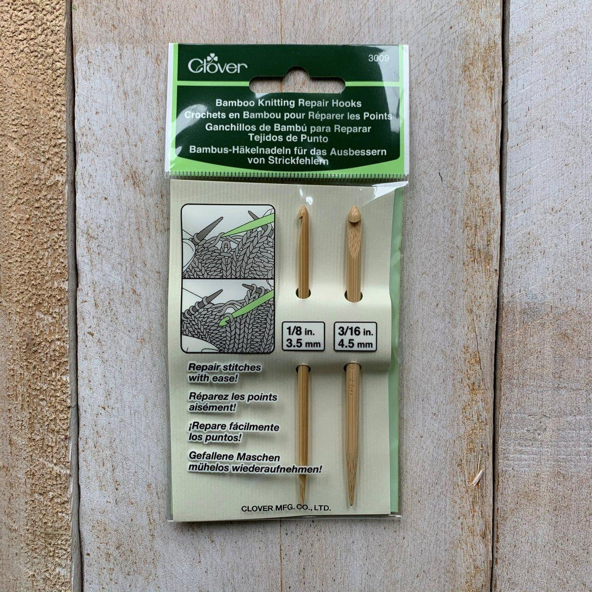 CLOVER Bamboo Knitting Repair Hooks 3009 - Biscotte Yarns