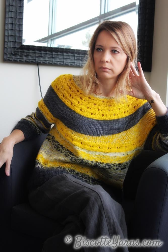 Ray of Soleil free sweater pattern - Biscotte Yarns