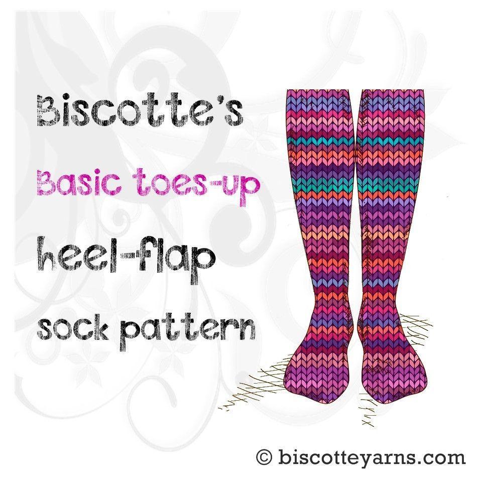 Sock pattern - basic toes-up heel flap by Biscotte - Biscotte yarns