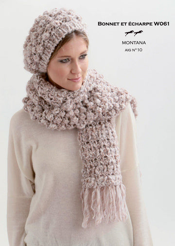 Free Cheval Blanc pattern - Scarf and Bonnet W061 Web Exclusive - Biscotte Yarns
