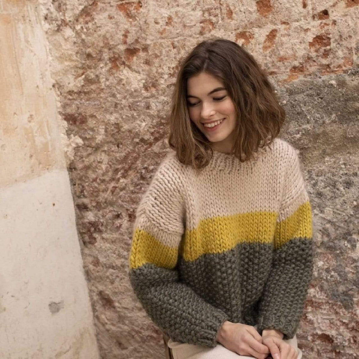 Cross The Line Sweater knitting kit by Katia - Biscotte Yarns