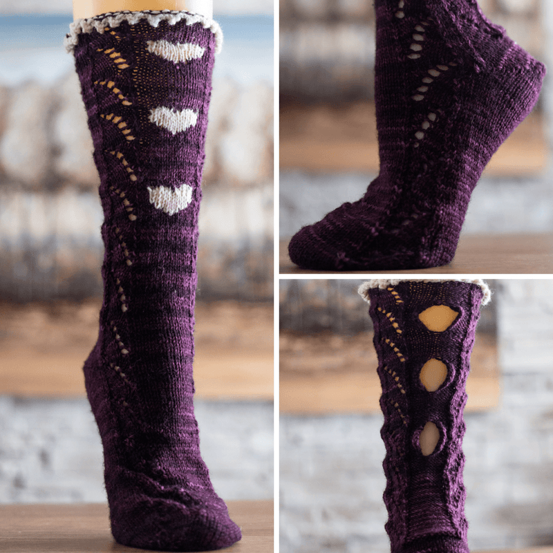 Socks pattern Three of heart - Biscotte Yarns