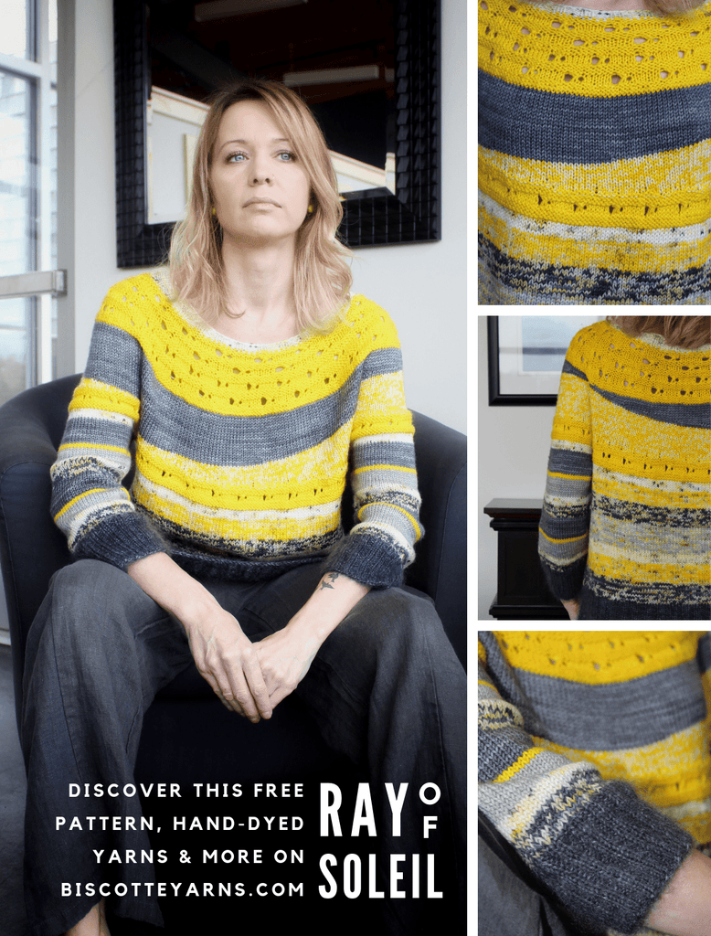 Ray of Soleil free sweater pattern - Biscotte Yarns